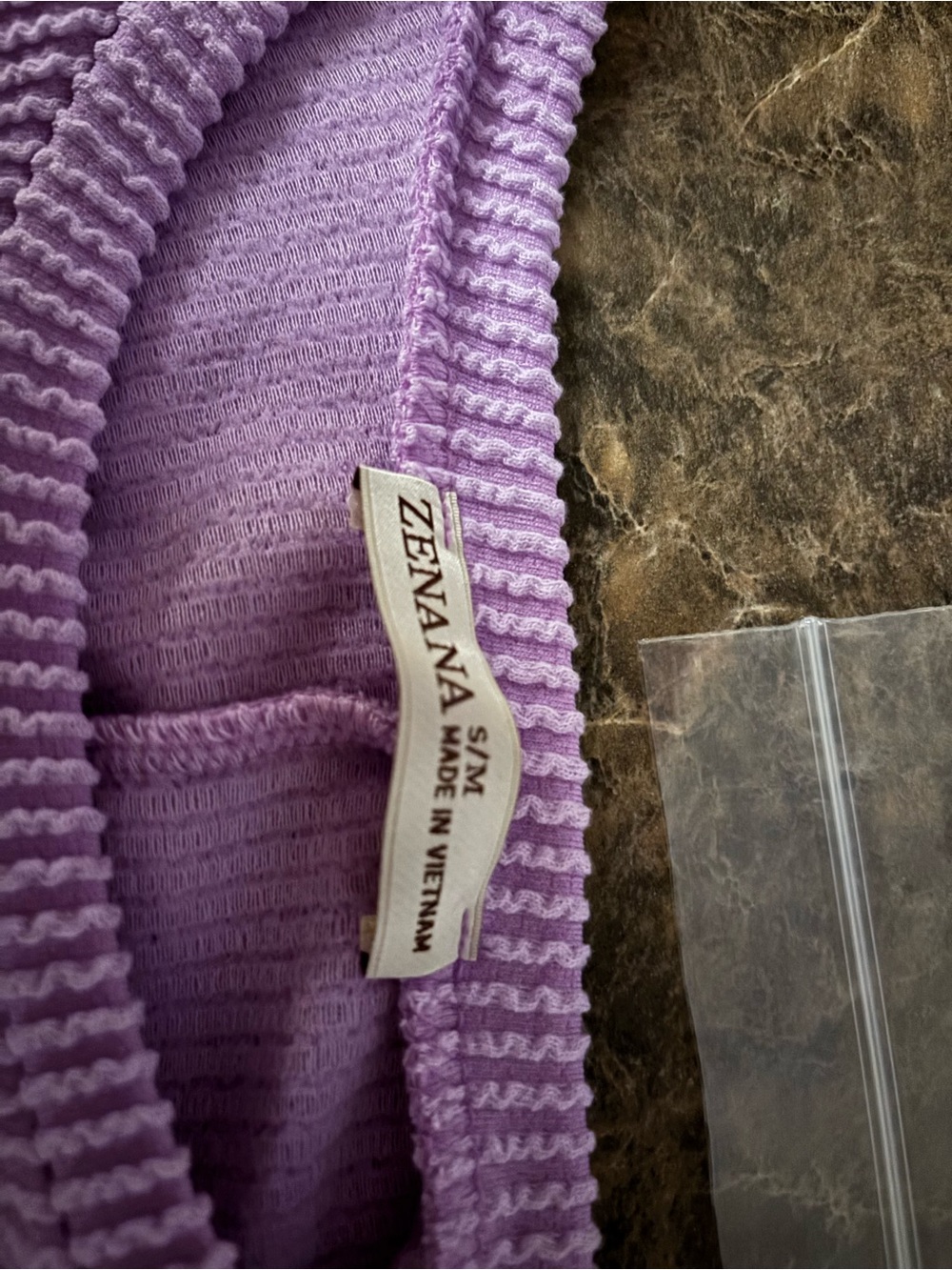 Lilac Ribbed Pocket Tee. Small/Medium. - Picture 5 of 6